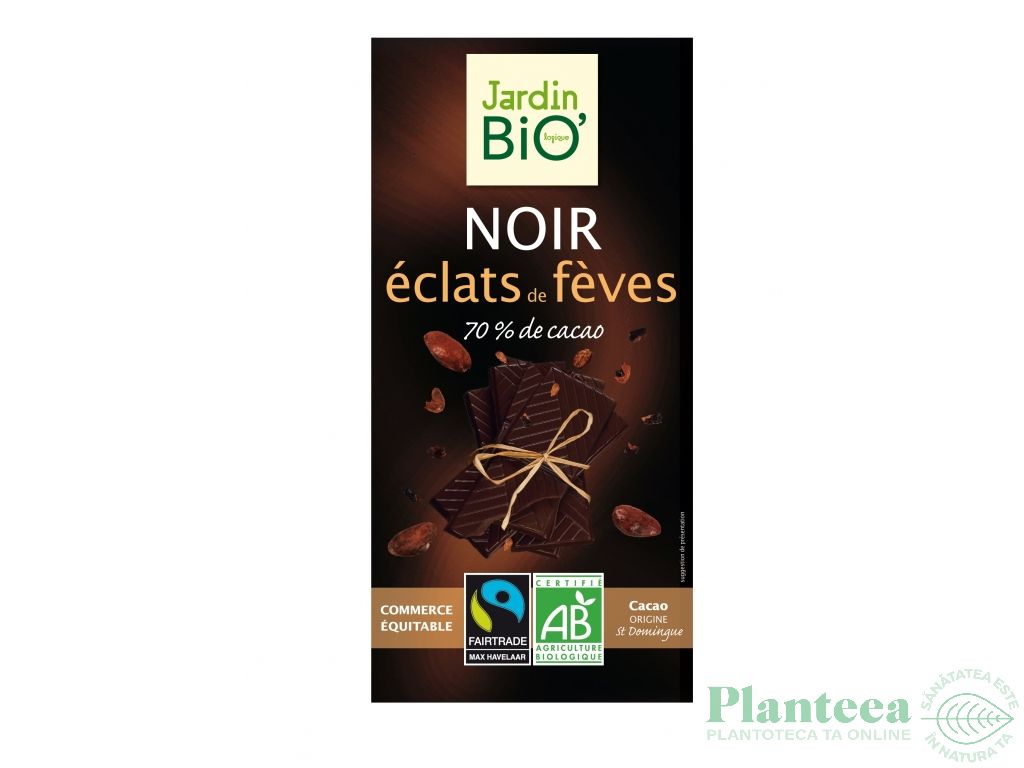 Ciocolata neagra 70% boabe cacao eco 100g - JARDIN BIO