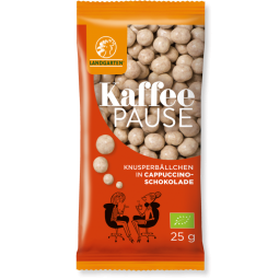 Bilute crocante porumb mei glazura ciocolata alba cappuccino eco 25g - LANDGARTEN