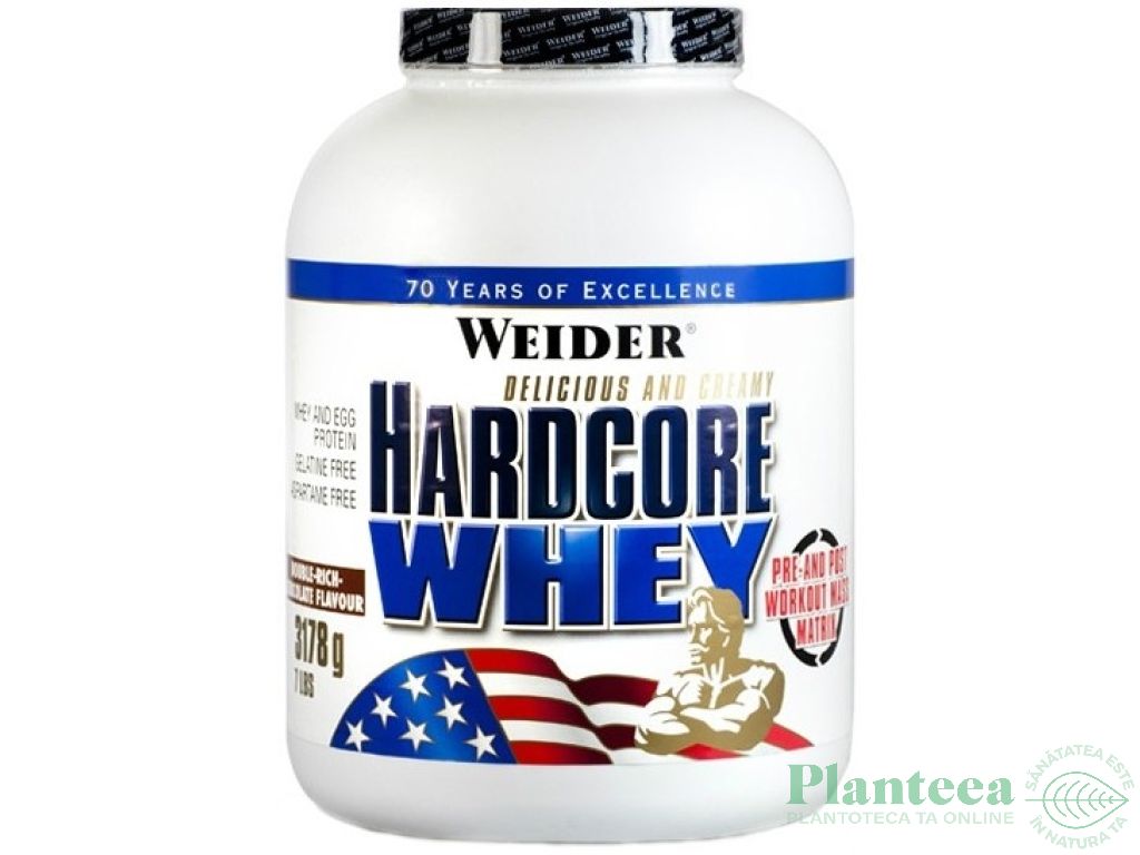 Pulbere proteica zer concentrat Hardcore ciocolata 3,178kg - WEIDER