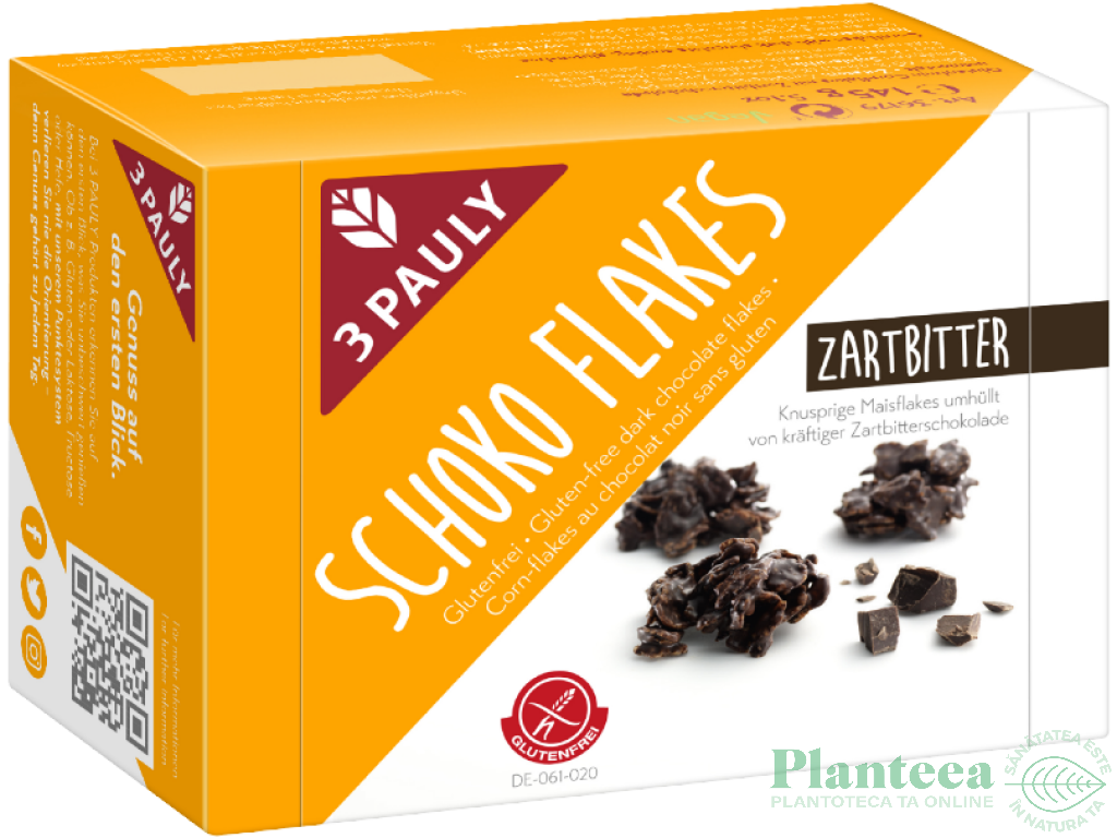 Fulgi porumb crocanti ciocolata neagra fara gluten 145g - 3 PAULY