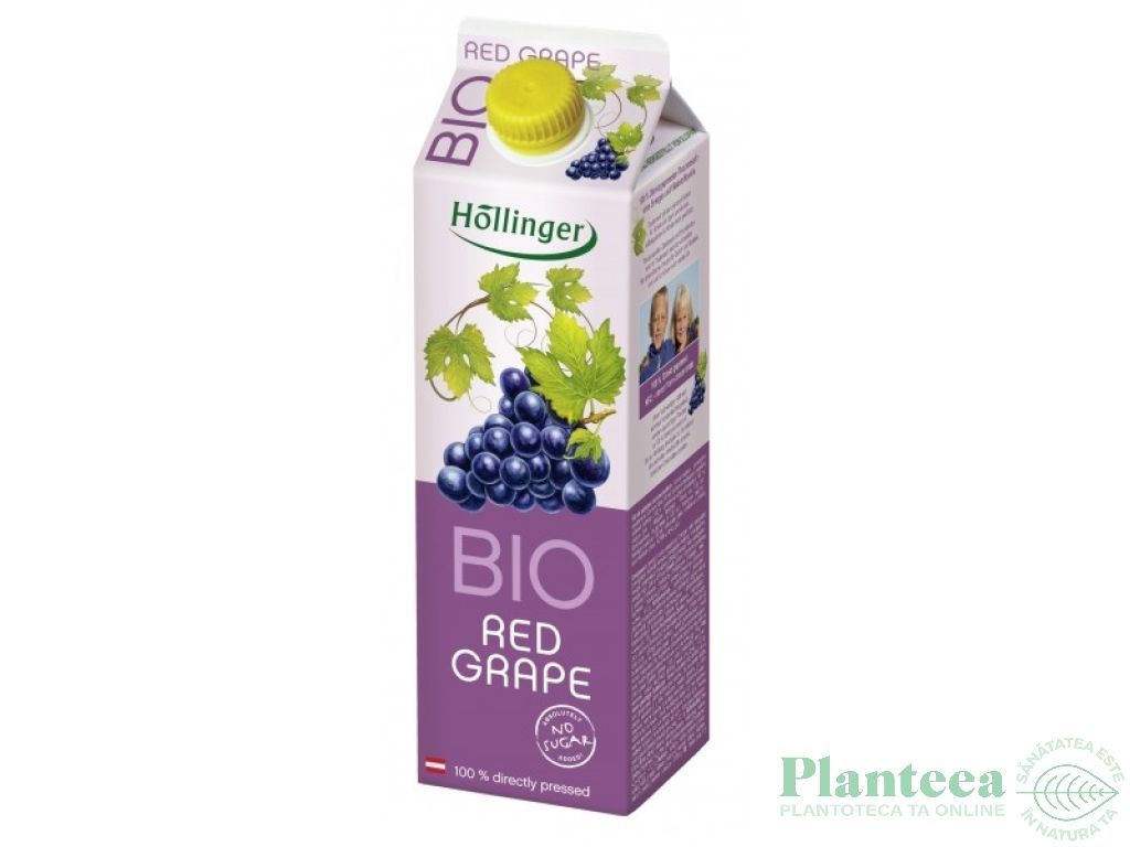 Suc struguri negri 100%fruct fara zahar bio 1L - HOLLINGER