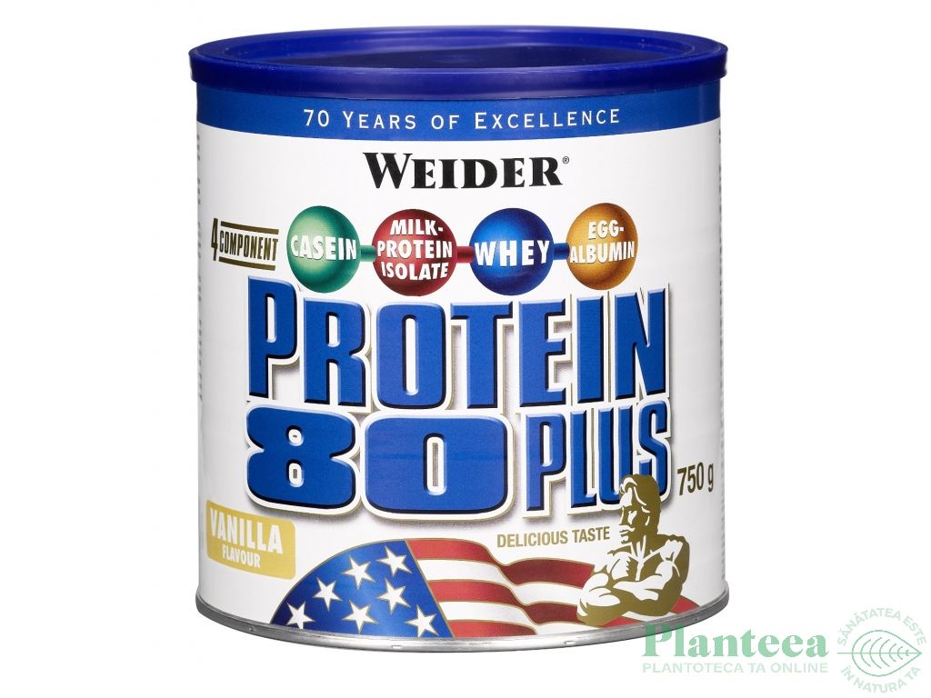 Pulbere proteica mix 4sort 80+ vanilie 750g - WEIDER