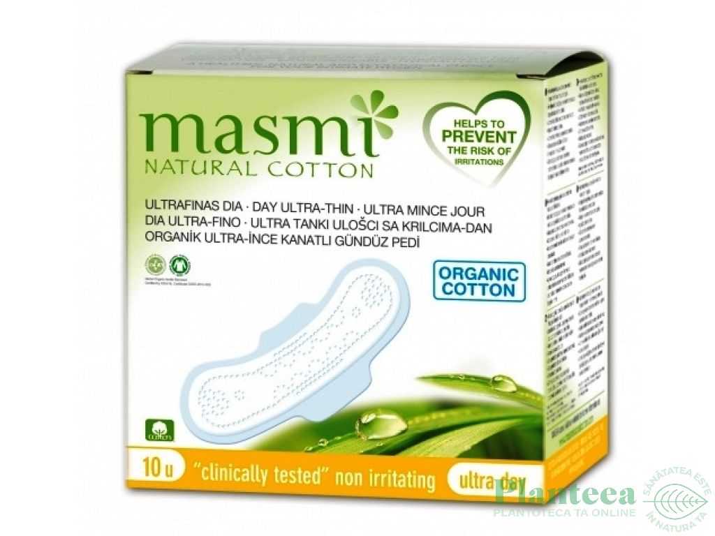 Absorbante zilnice aripioare zi bumbac organic 10b - MASMI