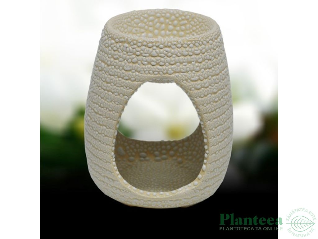 Vas ceramic aromatizor striat alb 1b - AROMA LAND
