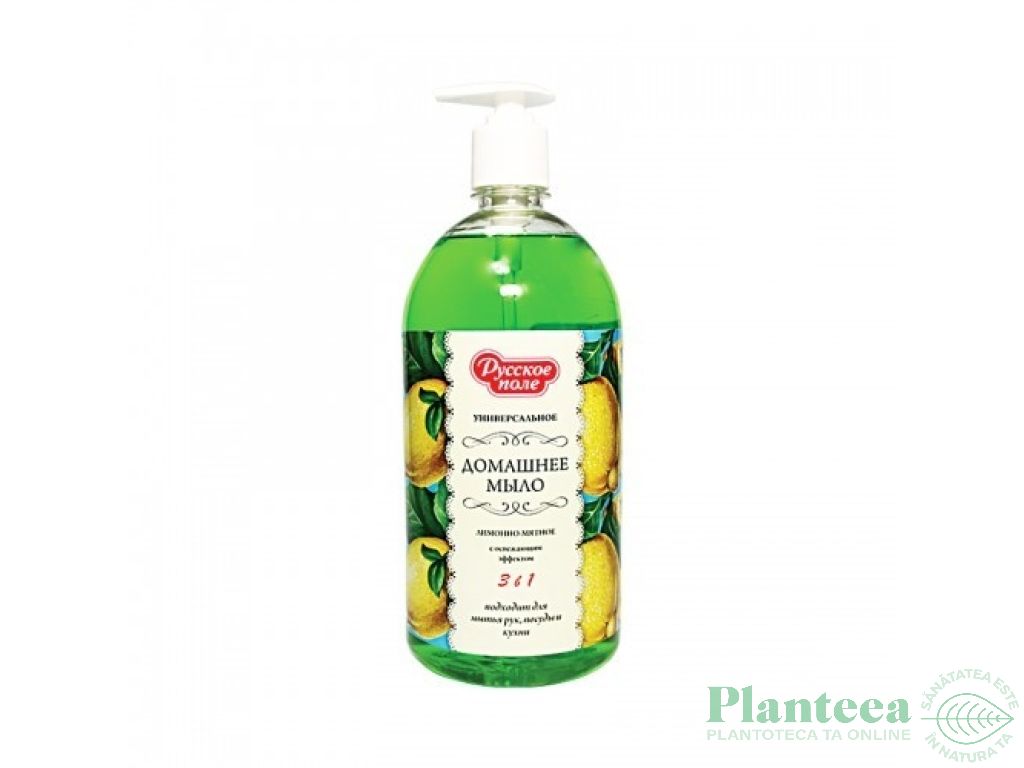 Sapun lichid universal 3in1 maini vase bucatarie menta lamaie 1L - CAMPIA RUSA