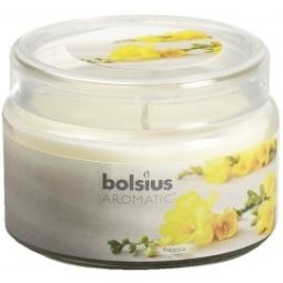 Lumanare parfumata pahar cu capac 26h frezie 370g - BOLSIUS