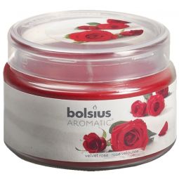 Lumanare parfumata pahar cu capac 26h trandafir 370g - BOLSIUS