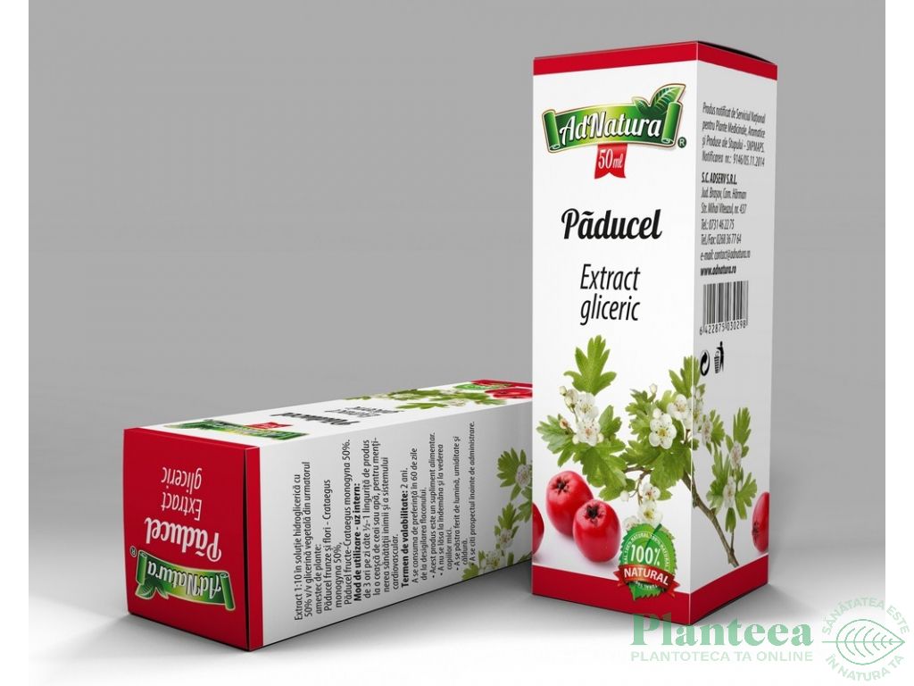 Extract hidrogliceric paducel flori frunze fructe 50ml - ADNATURA