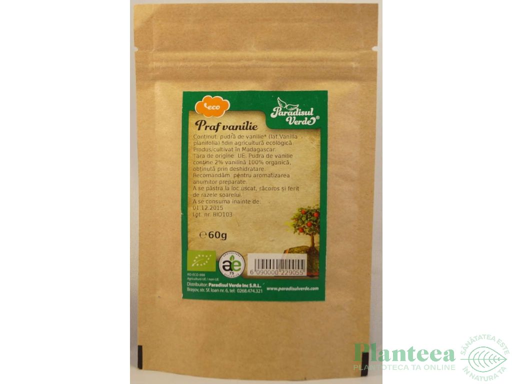 Condiment vanilie bourbon macinata eco 60g - PARADISUL VERDE