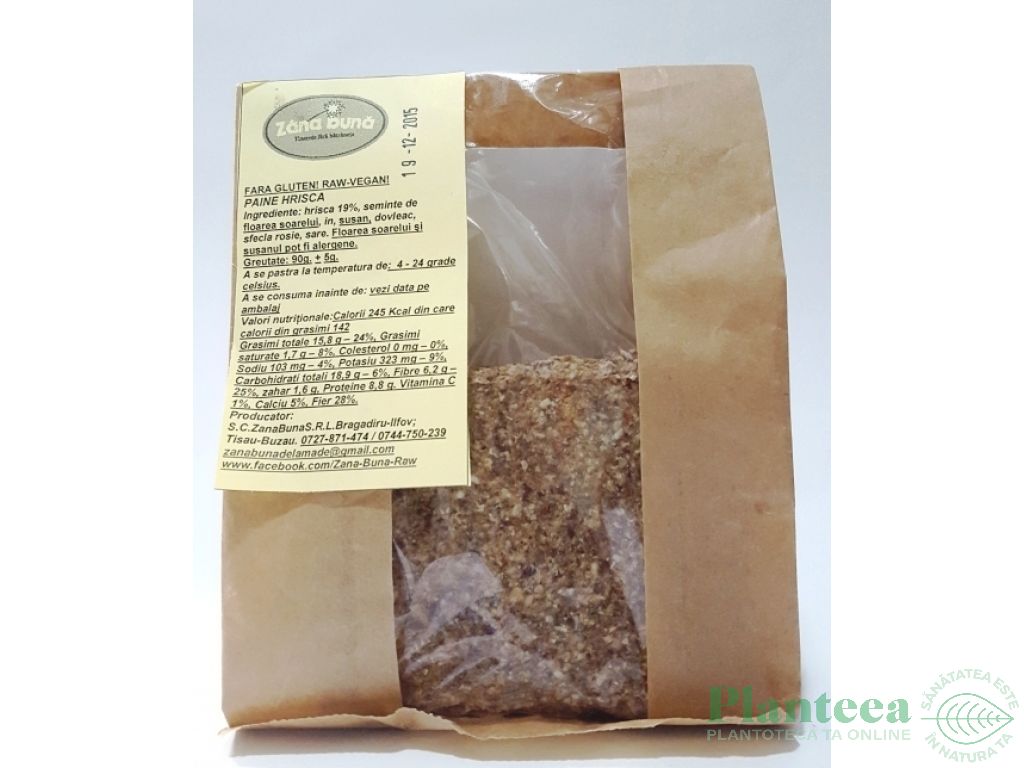 Paine hrisca fara gluten raw 90g - ZANA BUNA