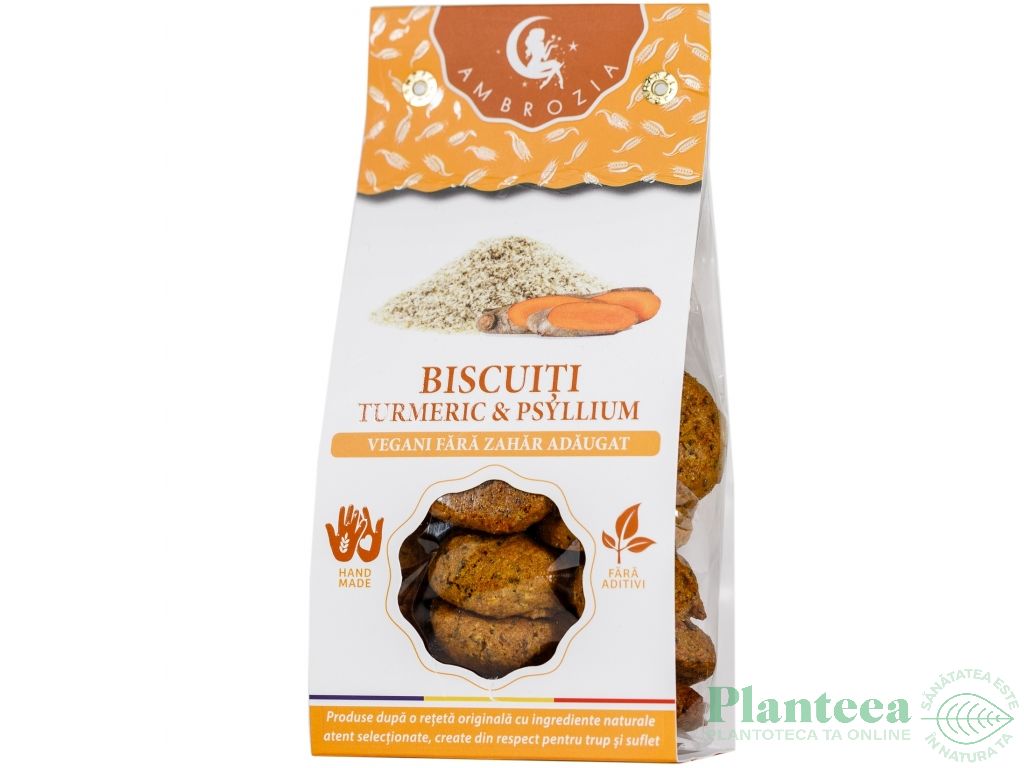 Biscuiti vegani digestivi turmeric psyllium 150g - AMBROZIA