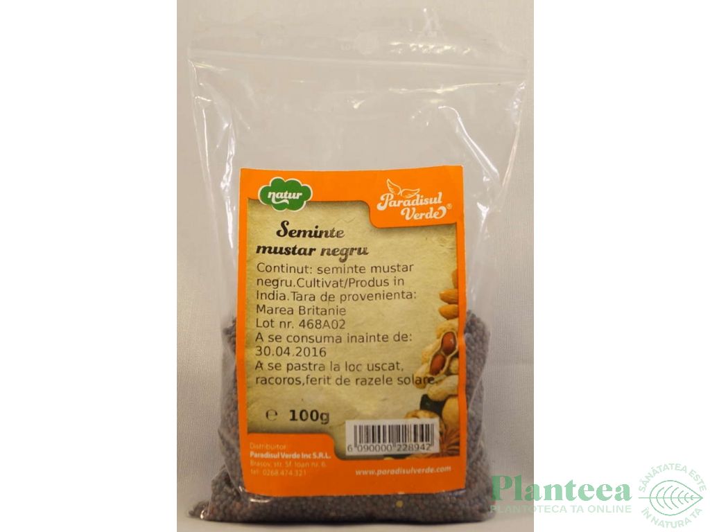 Condiment mustar negru boabe 100g - PARADISUL VERDE