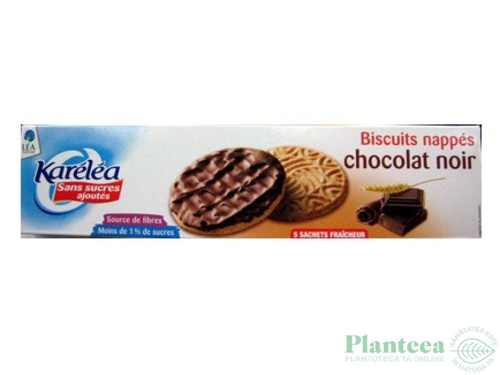 Biscuiti glazura ciocolata neagra fara zahar 160g - KARELEA