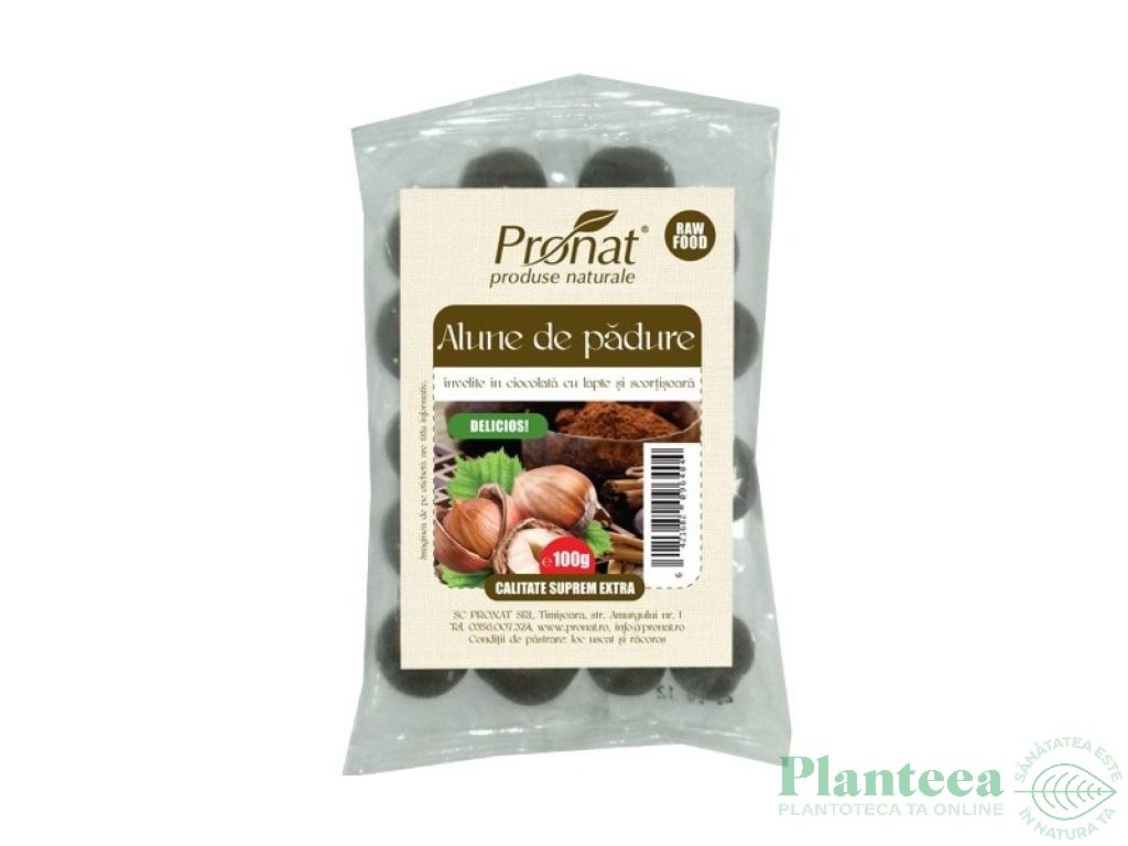 Boabe alune padure invelite ciocolata lapte scortisoara 100g - PRONAT