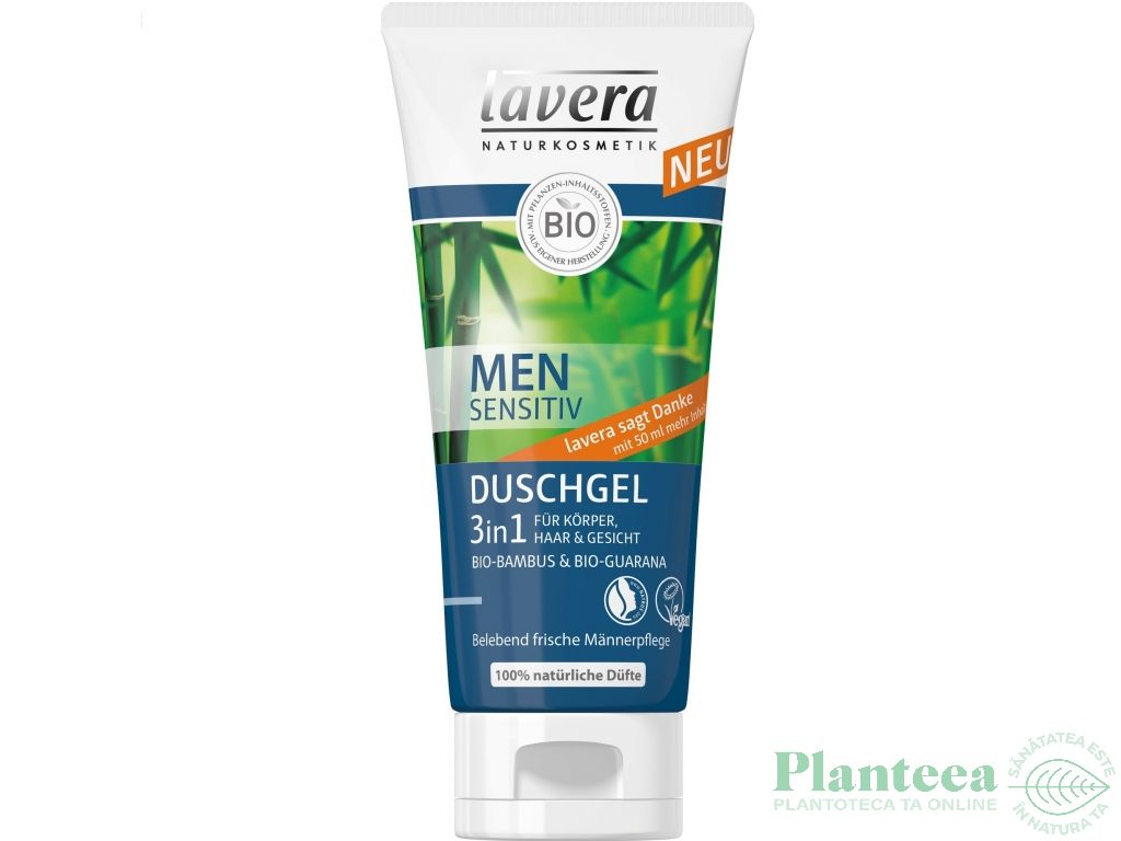 Gel dus 3in1 corp par fata barbati Sensitiv 150ml - LAVERA