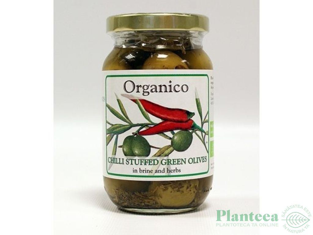 Masline verzi umplute ardei iute 245g - ORGANICO