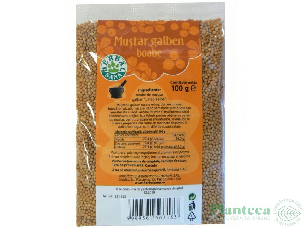 Condiment mustar boabe 100g - HERBAL SANA