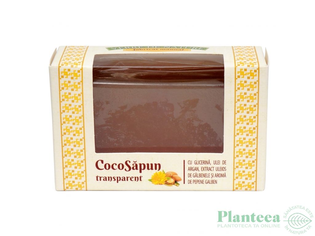 Sapun transparent Coco argan galbenele aroma pepene galben 50g - VERRE DE NATURE