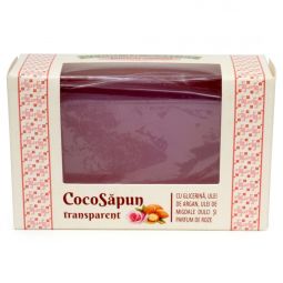 Sapun transparent Coco argan migdale dulci parfum roze 50g - VERRE DE NATURE