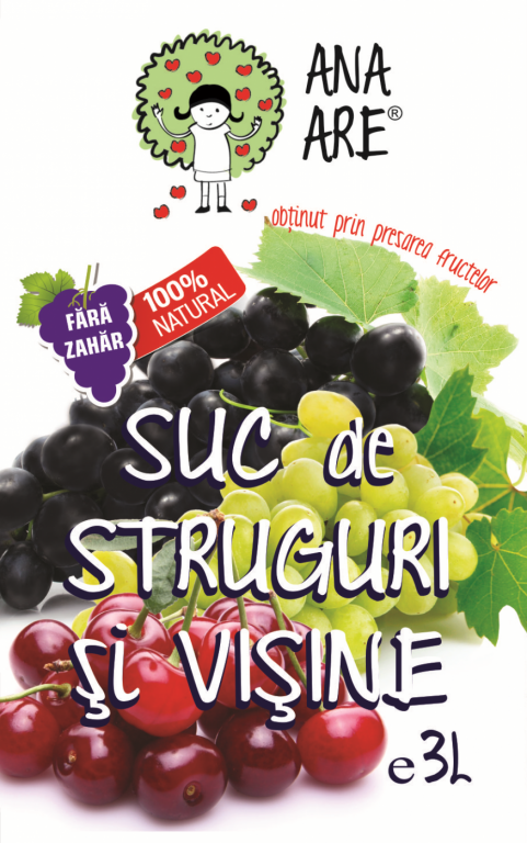 Suc struguri visine fara zahar 3L - ANA ARE